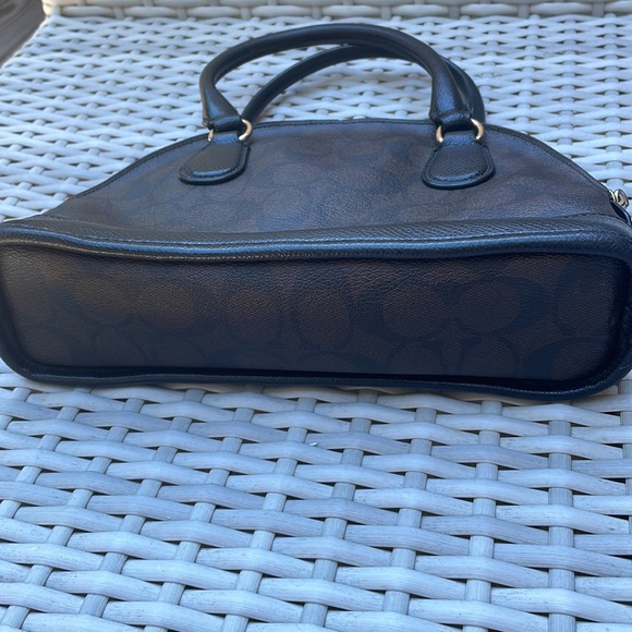 COACH MINI CORA SIGNATURE DOMED SATCHEL F34083 BROWN/BLACK - Picture 7 of 13